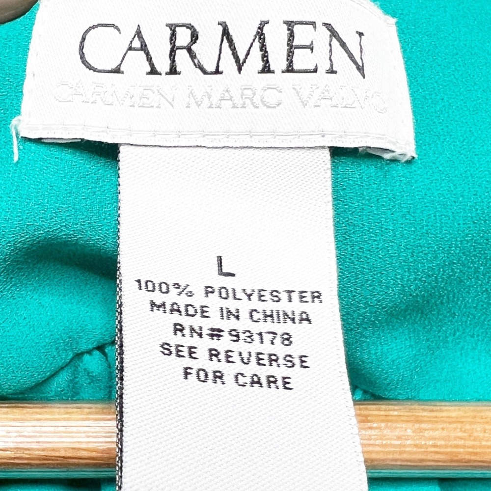 Carmen Marc Valvo Teal Sleeveless Half-Zip V-Neck Womens Blouse Top Size‎ Large - Picture 7 of 8